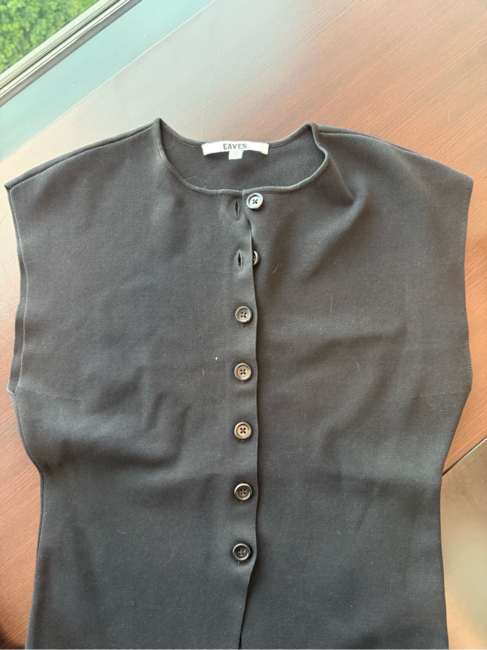 Eaves Janith Sleeveless Cardigan Vest in Black - Picture 4 of 5